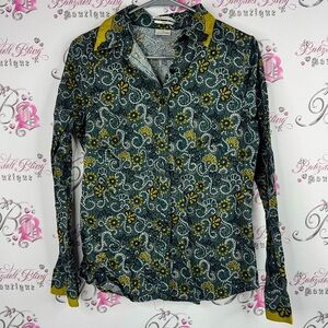 Van Heusen Studio Green Yellow Patterned Shirt slim fit dotted design buttons